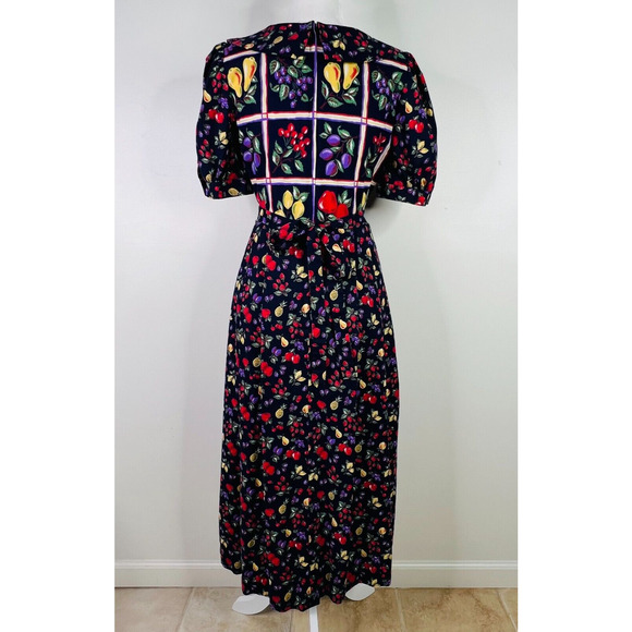 Leslie Lucks Vintage 80's Fruit Dress Size 6 Cottage Core - Picture 3 of 15